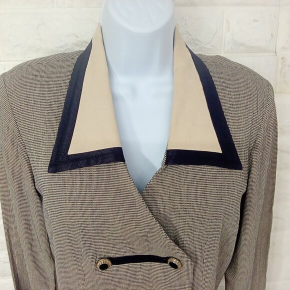 Vintage '80s Perceptions IreneB Blazer Top Border Collar Military-Style Lady(12) - Picture 4 of 14